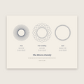 Date Curve Poster – Three Dates: spirograph curves in Paper colours, labelled Ana, Our wedding and Luis; April 22, 1985, June 16, 2012 and November 3, 1983.